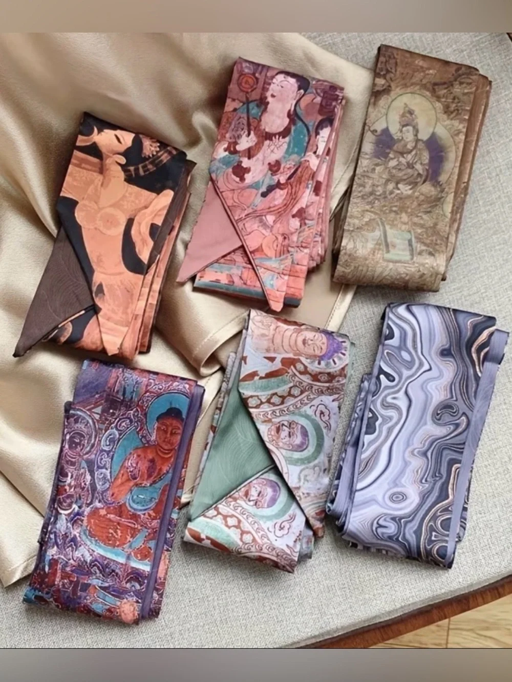 NWT Twilly Scarf Set Art Print Hair Purse Bag Tie Boho Luxe Y2K